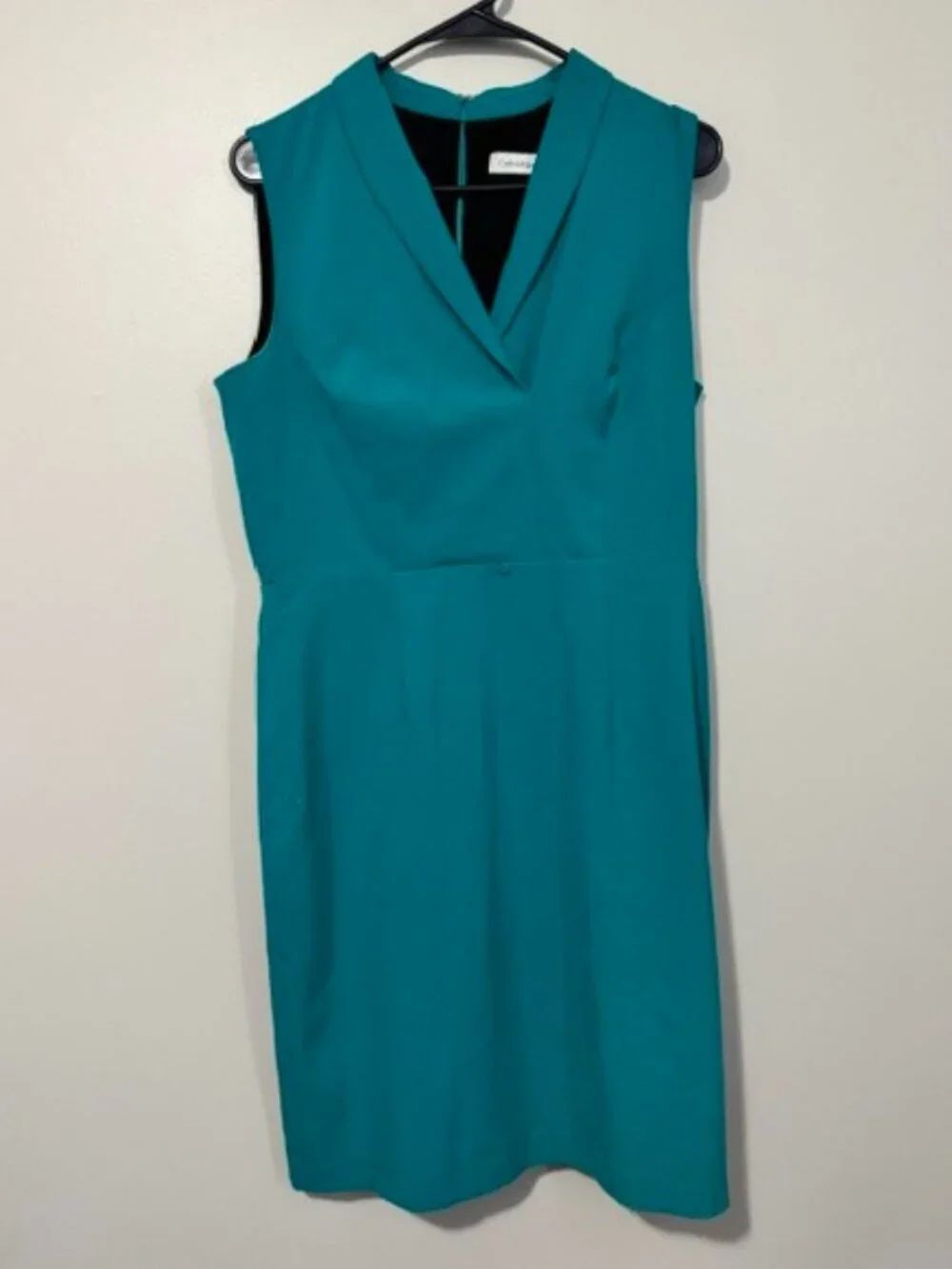 Woman's Calvin Klein Short Sleeve Full Back Zip Up Dress Color Green Size 10